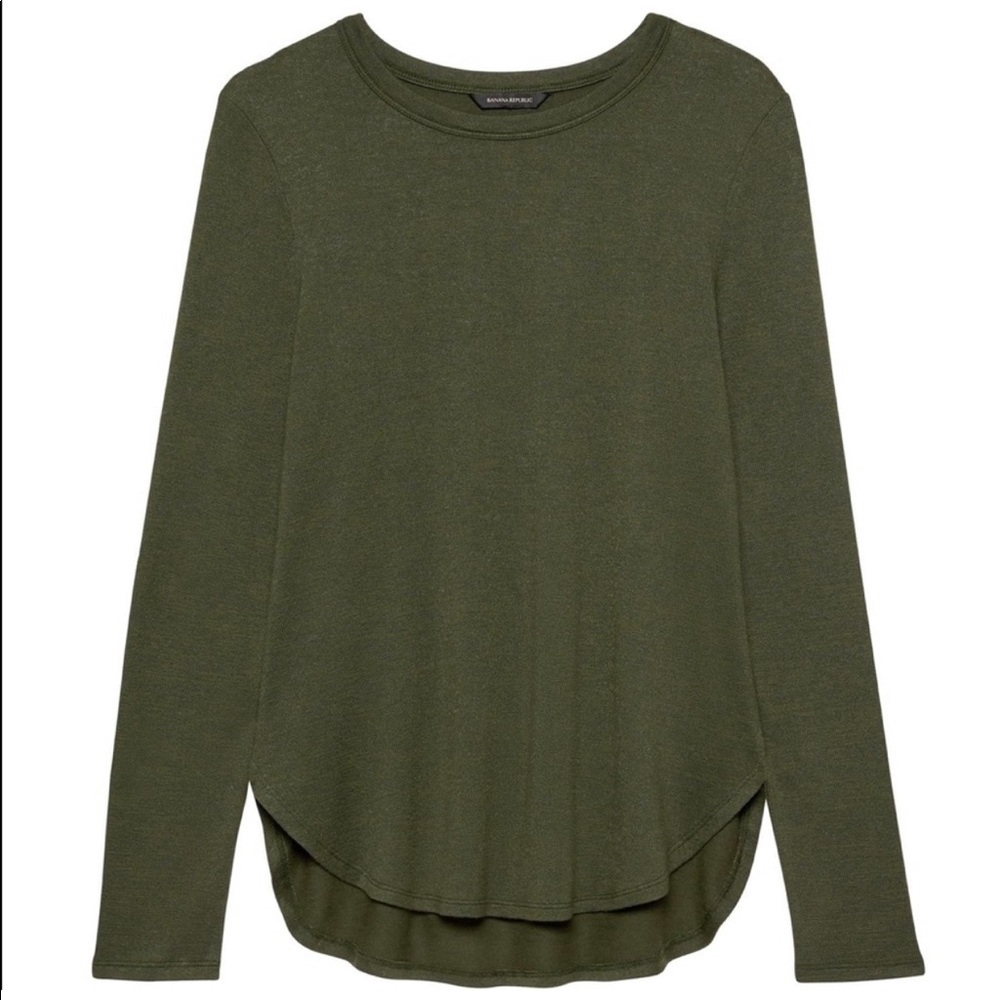 Banana Republic Luxespun Long Sleeve Top Green - Picture 1 of 4